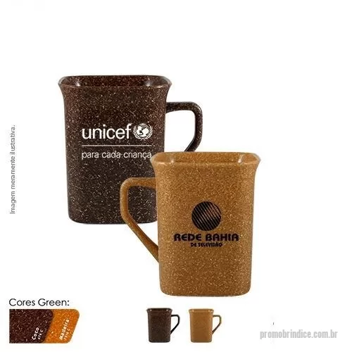 Caneca personalizada - Caneca Quadrada 250ml Green Sustentável feito com 50% de fibra de coco ou madeira e 50% de Plástico Premium (PP).