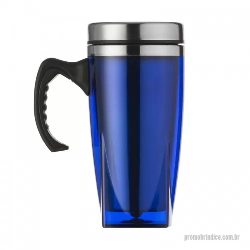 Caneca personalizada - Caneca acrílica 450ml com fundo quadrangular com cabo plástico resistente, detalhes na tampa e compartimento interno de inox. Tampa plástica com compartimento que pode ser aberto para beber(não é térmica).