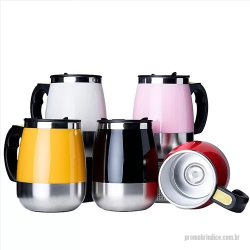Caneca personalizada - Caneca Metal com Misturador de Bebida