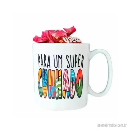 Caneca personalizada - Caneca cerâmica personalizada na cor branca com 6 bombons Sonho de Valsa ou bombom de sua preferencia embalada em saco plástico transparente e fechamento com fita de cetim.  Acompanha Tag personalizada.  Personalização caneca em Sublimação colorida