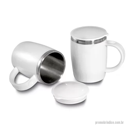 Caneca personalizada - Caneca plástica com área interna em inox,com capacidade de 400ml. A caneca possui tampa de fechamento através de um encaixe feito por um anel de silicone. Plástico utilizado PP (Polipropileno).