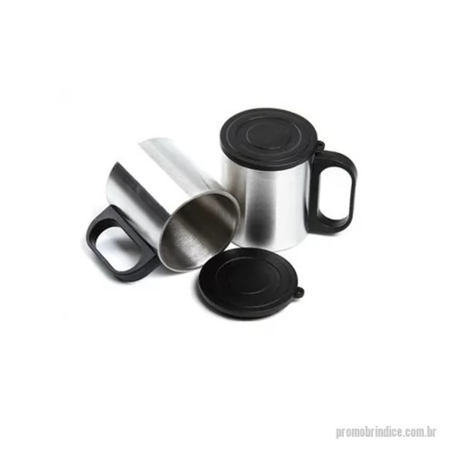 Caneca personalizada - Caneca de inox 200ml com cabo e tampa em plástico resistente(não é térmica).