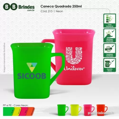 Caneca personalizada personalizada - Caneca quadrada com capacidade 250ml. Caneca Quadrada com design exclusivo Grupo BB. Fabricado em Plástico Premium (PP) atóxico, cores vivas, acabamento impecável e resistente a microondas e máquina