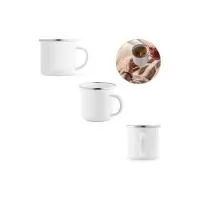 Caneca personalizada com acabamento esmaltado é um brinde personalizado elegante e de muita utilidade.