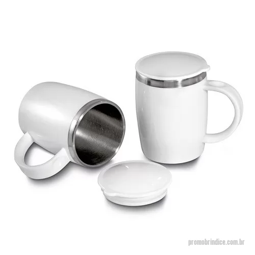 Caneca plástica personalizada - Caneca Plástico com Metal na Parte Interna