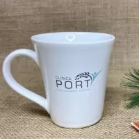Caneca em porcelana branca, modelo PM Tulipa, personalizada