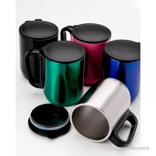 Caneca térmica personalizada - Caneca Inox com Tampa Personalizada