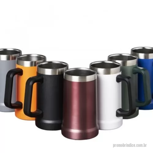 Caneca térmica personalizada - Caneca térmica de inox com pegador plástico, capacidade de 700ml. Material livre de BPA.