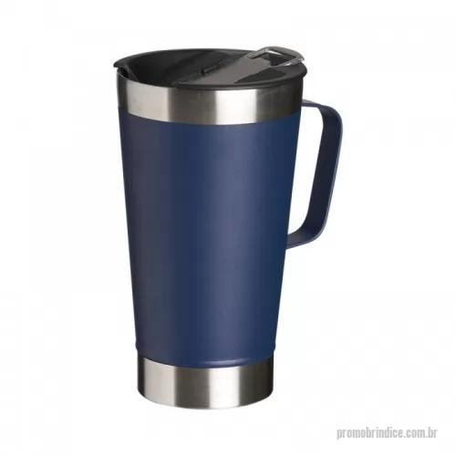 Caneca térmica personalizada - Caneca térmica de inox com capacidade para 500ml. Acompanha uma tampa de plástico e um abridor de garrafas. O abridor fica preso em um encaixe existente na tampa, porém é removível.