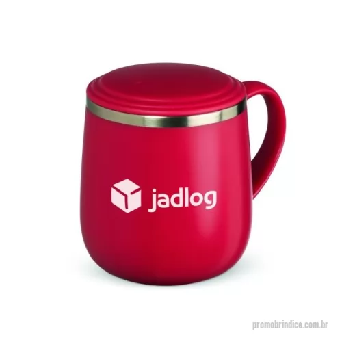 Caneca térmica personalizada - Caneca 370ml plástica com parede dupla em Inox, contém tampa plástica para vedação e base com EVA antiderrapante.