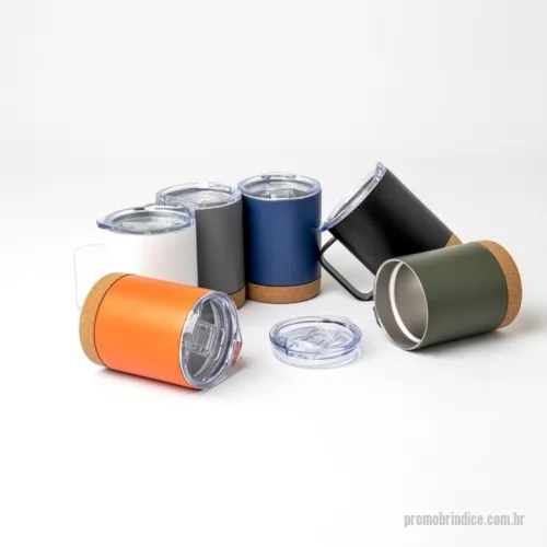 Caneca térmica personalizada - Caneca Térmica de 400ml feita em inox com fundo de cortiça, tampa com bocal e trava de segurança. O item ideal para quem aprecia qualidade e design.