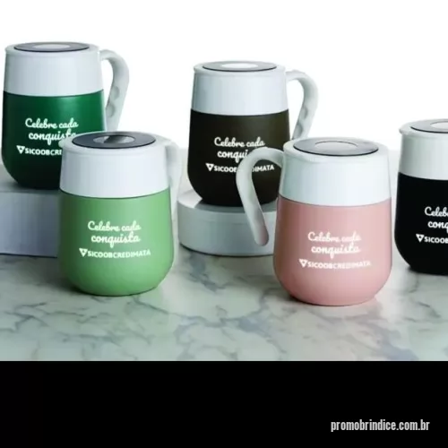 Caneca térmica personalizada - Caneca Térmica inox 500ml com infusor, e display LED com termômetro digital na tampa para indicar a temperatura do líquido.