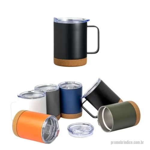 Caneca térmica personalizada - Caneca Térmica de 400ml feita em inox com fundo de cortiça, tampa com bocal e trava de segurança. O item ideal para quem aprecia qualidade e design.