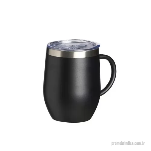 Caneca térmica personalizada - Caneca térmica de inox com capacidade de 350ml, material livre de BPA. Contém tampa acrílica com bocal e trava de segurança.
