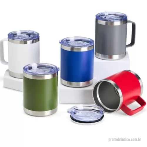 Caneca térmica personalizada - Descrição: Caneca térmica de inox 350ml com parede dupla. Contém tampa acrílica com bocal e trava de segurança.  Altura :  11,6 cm  Largura :  11,9cm  Circunferência :  27,6 cm