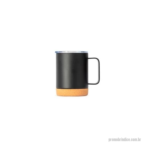 Caneca térmica personalizada - Caneca térmica em inox com pintura eletrostática, fundo em cortiça e capacidade para até 330 ml. Apresenta estrutura de parede dupla e vedação a vácuo, que ajuda a conservar a temperatura das bebidas por mais tempo. Possui tampa plástica com trava de