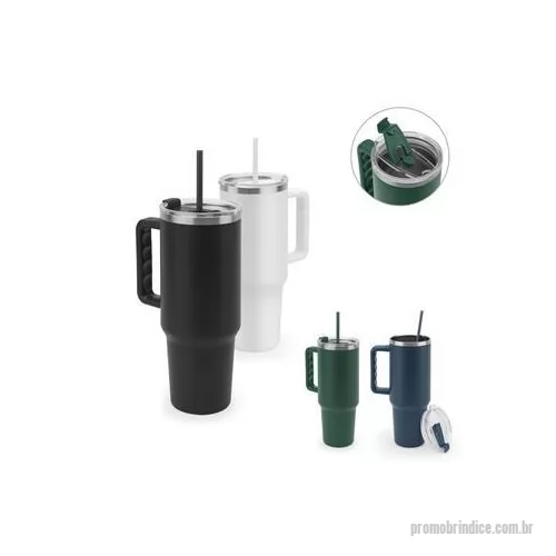 Caneca térmica personalizada - Copo de viagem de grande dimensão para se manter hidratado durante o dia sem a necessidade de recargas constantes. Composto em aço inox 91% reciclado, com parede dupla isolada a vácuo e acabamento em mate. Este copo pode ser utilizado de duas maneira