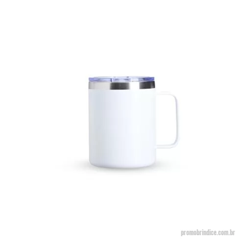 Caneca térmica personalizada - Caneca térmica de inox com capacidade de 350ml, estrutura de parede dupla e tampa acrílica com bocal e trava de segurança. Seu formato compacto facilita o uso no escritório, em casa ou durante pequenos deslocamentos, mantendo a bebida protegida com m
