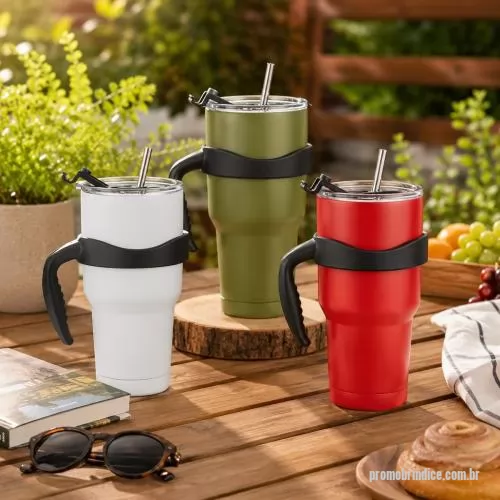 Caneca térmica personalizada - Com estrutura em inox e capacidade para 800ml, esta caneca térmica oferece versatilidade para diferentes momentos do dia, seja no trabalho, em viagens, na academia ou durante a rotina em casa. O conjunto acompanha duas tampas acrílicas: uma com bocal