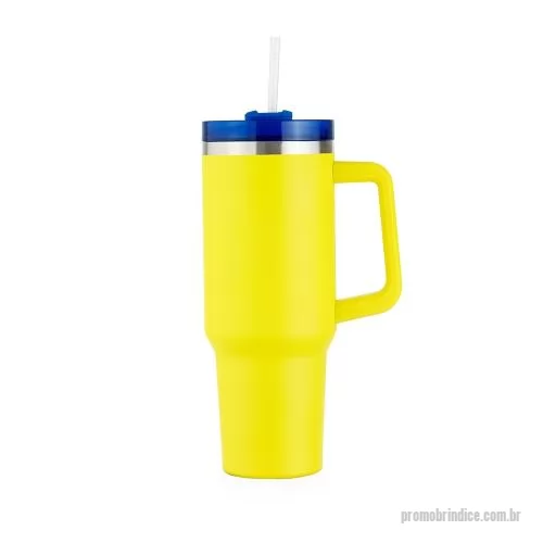 Caneca térmica personalizada - Caneca térmica 1,2 litros em inox 304 com parede dupla, tampa acrílica rosqueável com acesso para canudo e pegador plástico. Acompanha canudo.