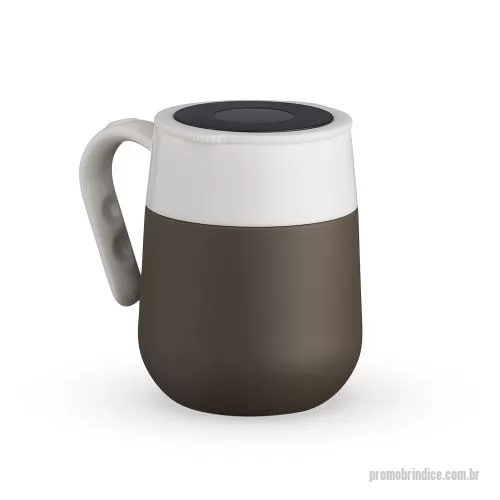 Caneca térmica personalizada - Caneca térmica 500ml. Tampa de pressão com termômetro digital e painel LED. Parede dupla, interior inox 304, exterior inox 201 com pintura spray.