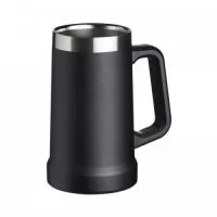 Caneca térmica de inox com pegador plástico, capacidade de 700ml. Material livre de BPA.