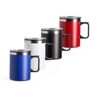 Descrição: Caneca térmica de inox 350ml com parede dupla. Contém tampa acrílica com bocal e trava de segurança.