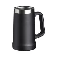 Caneca térmica de inox com pegador plástico, capacidade de 700ml.