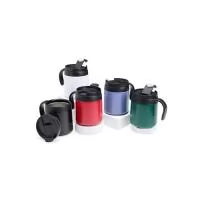 Caneca térmica feita em inox 304 com parede dupla, capacidade de 350 ml. Contém tampa de encaixe com acesso para o bocal, alça plástica e base antiderrapante. Altura : 12,3 cm Largura : 12,6 cm Circunferência : 29,2 cm Peso aproximado g : 232