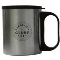 Caneca em aço escovado parede dupla com tampa capacidade 200ml. Gravação indelével da logo a laser. Despachamos com frete pago para Sul, Sudeste e Centro Oeste.