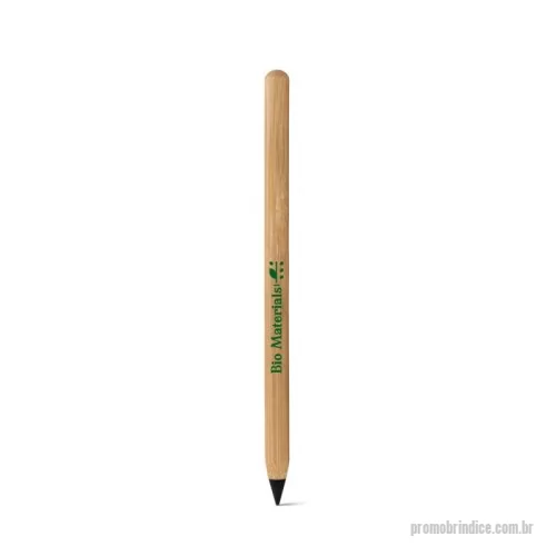 Caneta biodegradável personalizada - Caneta sem tinta com ponta de liga metálica com grafite e corpo em bambu. Apto para um uso prolongado. Até 2 km de escrita. Não é necessário apontar e a escrita pode ser apagada. Ø8 x 138 mm