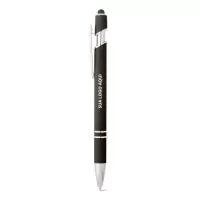A Caneta Esferográfica em Alumínio é moderna e funcional, ideal para uso diário ou como brinde corporativo sofisticado. Com acabamento emborrachado e clipe metálico, oferece conforto na escrita e estilo elegante. Possui ponteira touch no topo, permitindo uso em telas sensíveis ao toque. Sua escrita em azul tem autonomia de até 1,5 km, garantindo durabilidade e praticidade.  Dimensões:  ø10 x 143 mm  Personalização: Gravação a laser
