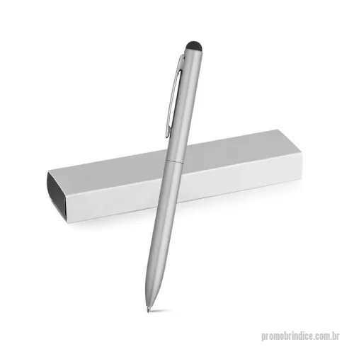 Caneta de alumínio personalizada - Caneta Esferográfica em alumínio com ponteira touch twist  Personalizada Esferográfica em alumínio, com mecanismo twist e ponteira touch, em silicone e clipe de metal. Escrita em azul.  Até 2 km de escrita. Fornecido com caixa presente desmontada. ø10 x 142 mm |