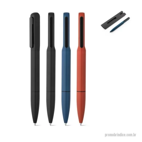 Caneta de alumínio personalizada - Esferográfica em alumínio 94% reciclado com iluminação no clipe  Esferográfica em alumínio(VALERIUS. ) 94% reciclado e escrita em azul.   Quando personalizado no clipe permite que ao ser rodado ilumine o seu logotipo ou personalização.   Fornecida em bolsa de oferta. ø12 x 140 mm    CRB91785
