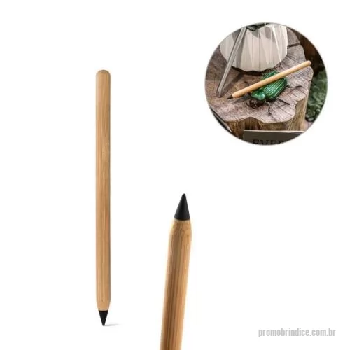 Caneta de bambu personalizada - Caneta sem tinta com ponta de liga metálica com grafite e corpo em bambu. Apto para um uso prolongado. Até 2 km de escrita. Não é necessário apontar e a escrita pode ser apagada. Produto amigo do ambiente.  8 x 138 mm