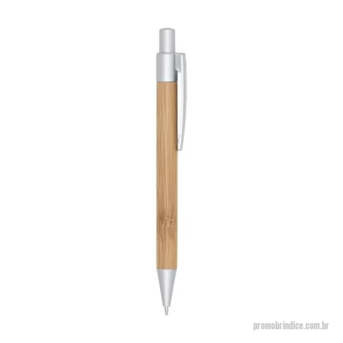 Caneta de bambu personalizada - Caneta Ecológica de Bambu com Acionamento por Clique Sustentável, elegante e funcional, essa caneta ecológica é confeccionada em bambu natural, com detalhes plásticos que valorizam seu visual moderno. Ideal para empresas que buscam brindes que reforcem valores ambientais e responsabilidade socioambiental.  Equipada com carga esferográfica azul (1.0 mm), proporciona uma escrita suave e confortável. Seu sistema de acionamento por clique torna o uso prático no dia a dia, seja no escritório, eventos ou ações promocionais.  ???? Especificações Técnicas: Altura: 14,7 cm  Largura: 1,5 cm  Peso aproximado: 8 g  Área para personalização: 3,5 cm x 0,7 cm  Cor da tinta: Azul (1.0 mm)  Acionamento: Clique  Material: Bambu com detalhes em plástico
