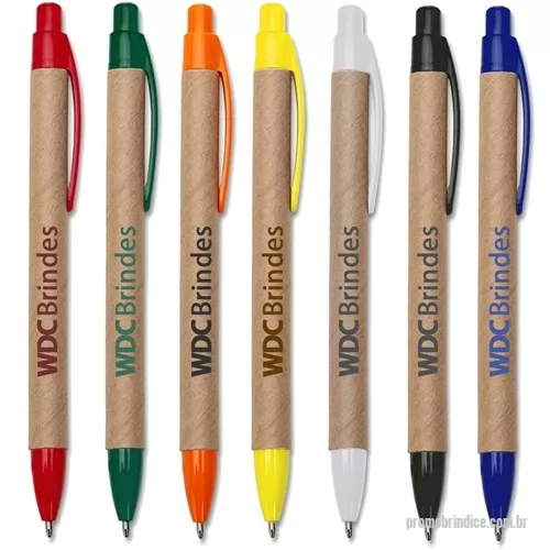 Caneta ecológica personalizada - Caneta ecológica de papelão com detalhes coloridos,