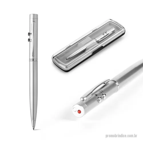Caneta Laser Point personalizada - Esferográfica em metal com ponteira laser e LED