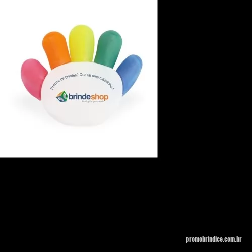 Caneta marca texto personalizada - Caneta marca texto com 5 cores, material plástico. Medidas para gravação: 4cm x 5cm Tamanho total  CxL : 8,5 cm x 9,6 cm