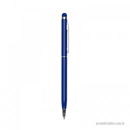 Caneta metálica personalizada - Caneta metálica com touch screen, carga esferográfica azul e acionamento por rotação.