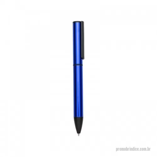 Caneta metálica personalizada - Caneta metálica com carga esferográfica azul e acionamento por rotação.