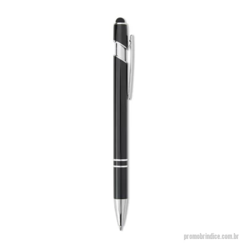 Caneta metálica personalizada - Caneta Metal Touch  Descrição: Para anotar cada detalhe com elegância. Nossa Caneta Metálica Touchscreen une sofisticação e praticidade em cada movimento. Com seu acabamento brilhante e acionamento por clique, ela possui carga esferográfica azul de 1.0mm, garantindo uma escrita precisa. Além disso, com a ponta touchscreen é possível utilizá-la em dispositivos eletrônicos sem tocar diretamente na tela, evitando manchas indesejadas.  Altura :  14,1 cm  Largura :  1,4 cm  Medidas aproximadas para gravação (CxL):  4 cm x 0,5 cm  Peso aproximado (g):  18