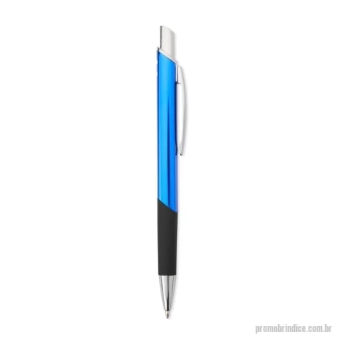 Caneta metálica personalizada - Indispensável para as anotações do dia a dia, nossa Caneta Metálica contém carga esferográfica na cor azul e acionamento por clique, proporcionando praticidade durante os registros e uma pegada firme ao escrever por conta de seu design.