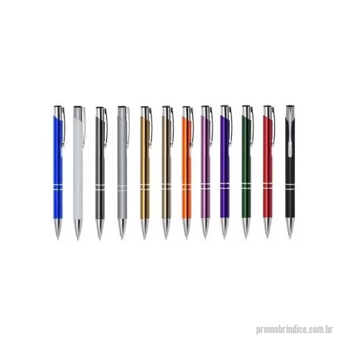 Caneta metálica personalizada - Caneta metálica com carga esferográfica azul 1.0mm e acionamento por clique.