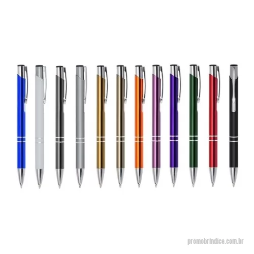 Caneta metálica personalizada - Descrição: Caneta metálica com carga esferográfica azul 1.0mm e acionamento por clique.