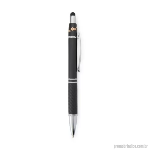 Caneta metálica personalizada - Um novo aliado contra o estresse do dia a dia. Com design funcional e elegante, ela conta com acionamento por clique, carga esferográfica azul de 1.2 mm e um dispositivo antiestresse que funciona como um spinner integrado, perfeito para aliviar a tensão enquanto escreve.