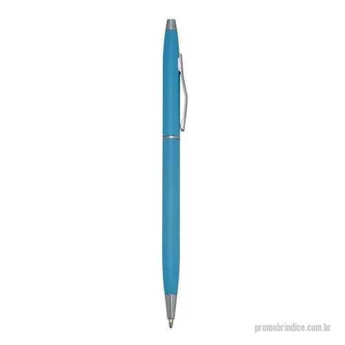 Caneta metálica personalizada - Caneta metálica com carga esferográfica azul e acionamento por rotação.