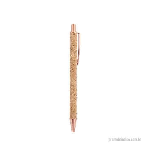 Caneta metálica personalizada - Caneta de cortiça com carga esferográfica azul 1.0mm e acionamento por clique. Clipe metálico, acionador e ponteira plástica.    OBS.: PEDIDOS MÍNIMO DE 50 PEÇAS!