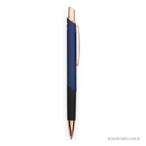 Caneta metálica personalizada - Caneta feita inteiramente em metal com acionamento por clique e carga esferográfica azul de 1,0mm.