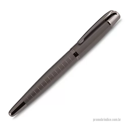 Caneta metálica personalizada - Caneta roller de metal escrita em azul